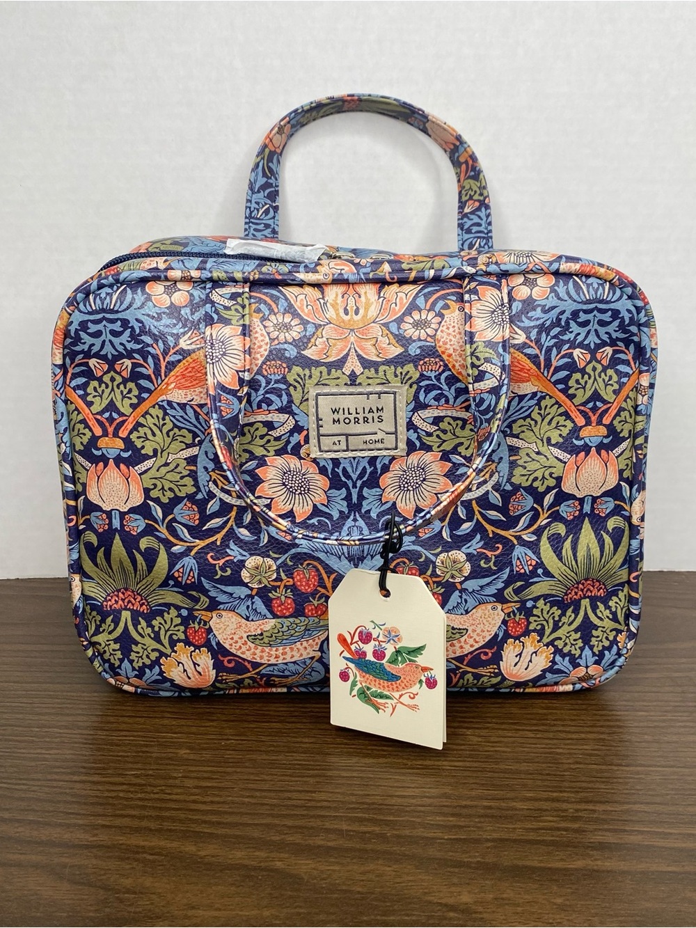 William Morris Navy Strawberry Thief Cosmetic Travel Case